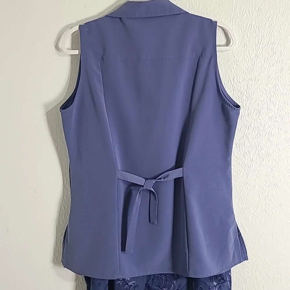 Kathie Lee Collection Blue Sleeveless Top & Blue Print Maxi-Skirt-Large Skirt 14